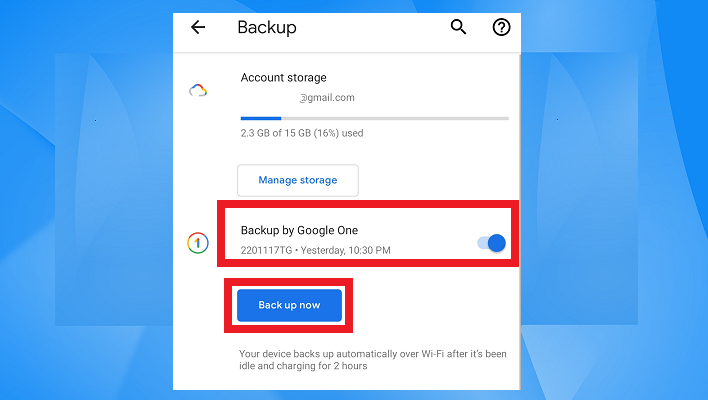 body back up to google one