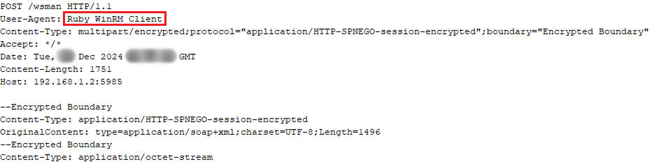 HTTP header for WinRM request