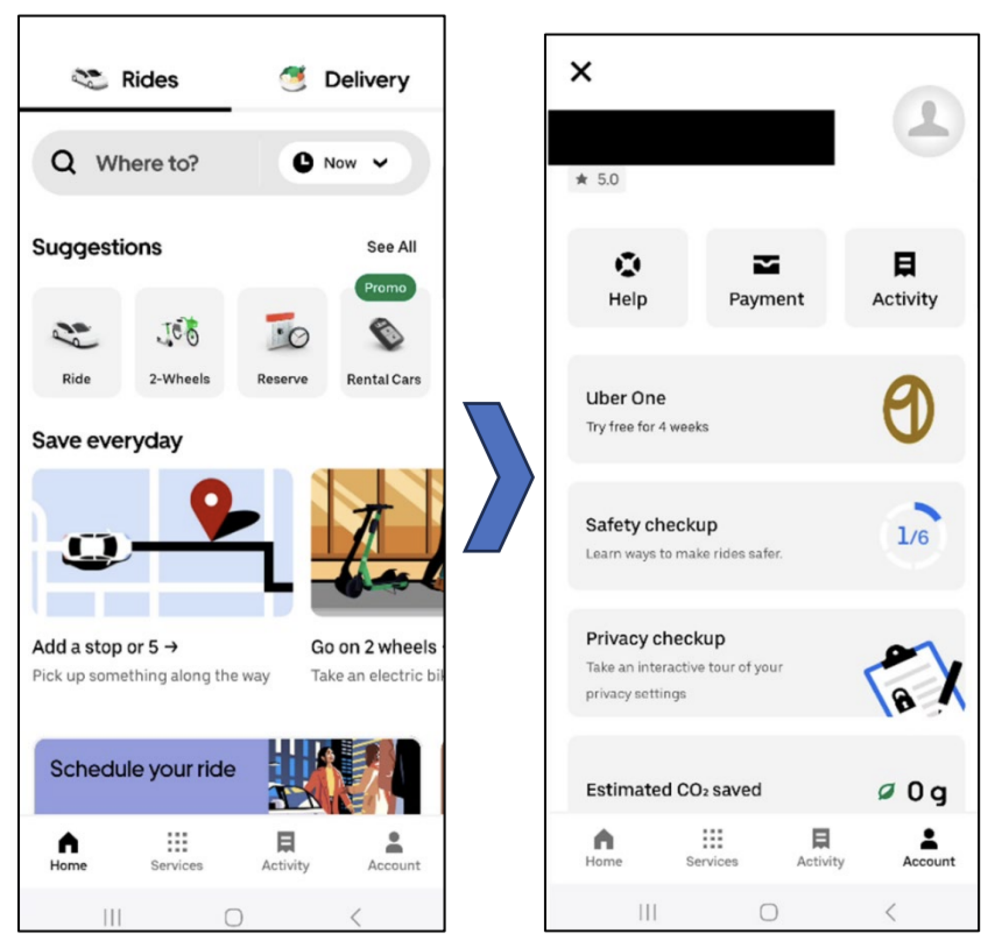 screenshots of the uber app included in the FTC lawsuit