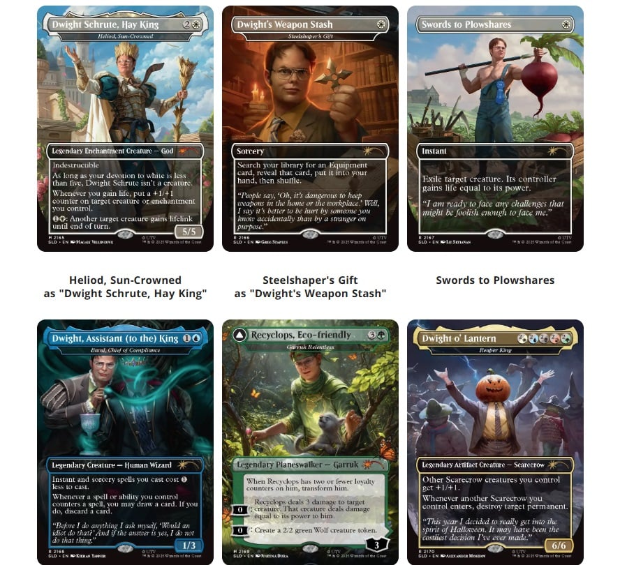 Dwight appears on MTG cards. 